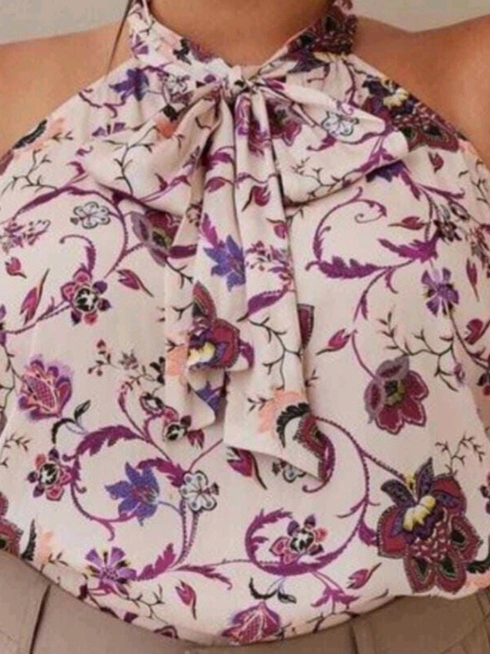 Torrid Satin Bow Tie-Front Halter Top Floral Satin Sleeveless Sz 2 18-20